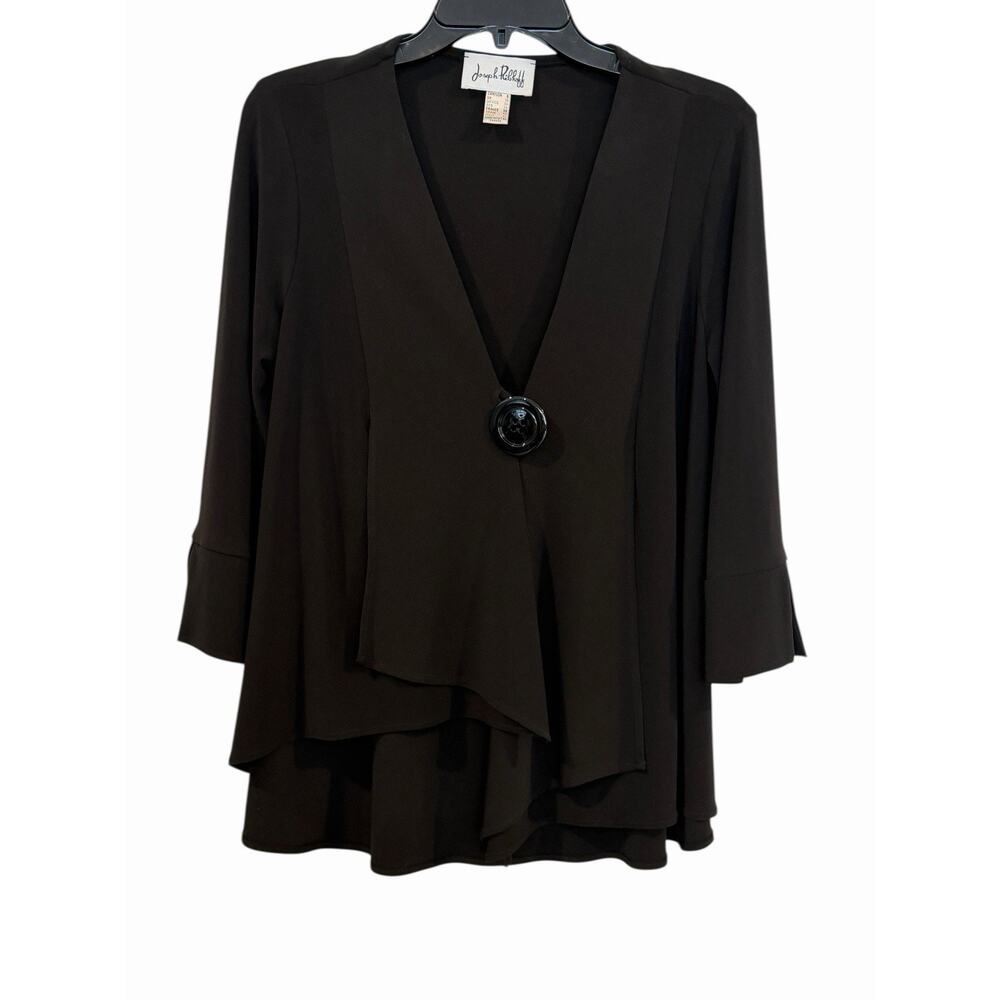 Joseph Ribkoff Black Tunic V Neck Blouse Style 161066 Size 8 Minimalist Chic